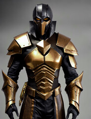 A knight from the future in gold plated armor. Generative AI
