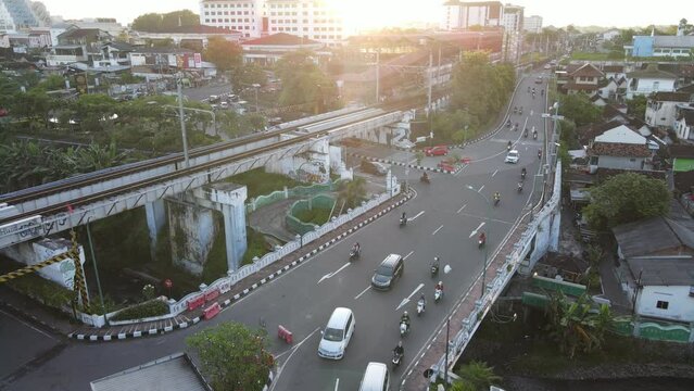 Aerial traffic with in railway bridge in Yogyakarta City