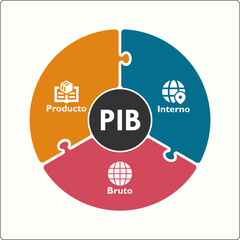 PIN - Producto Interno Bruto Acronym. Infographic template with icons and description placeholder. Gross Domestic Product