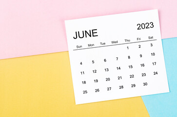The June 2023 Monthly calendar on colorful background.