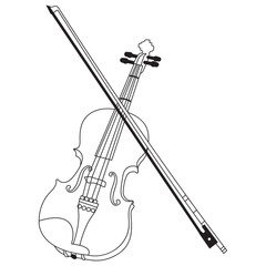 Violin. Vector illustration of a violin isolated on white. line drawing