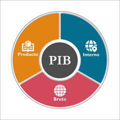 PIN - Producto Interno Bruto Acronym. Infographic template with icons and description placeholder. Gross Domestic Product