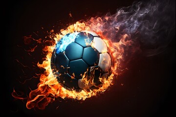 Naklejka premium fiery soccer ball created using AI Generative Technology