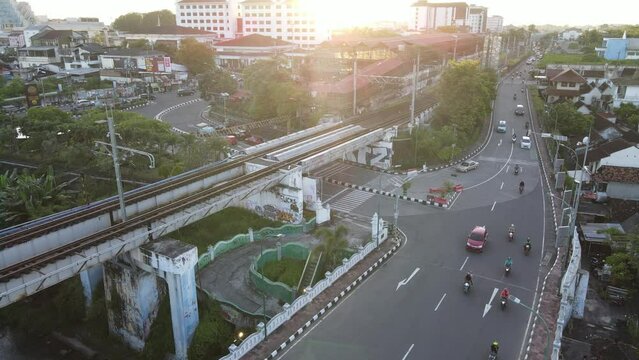 Aerial traffic with in railway bridge in Yogyakarta City