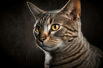 Discover the Elegant European Shorthair Breed Cat on a Mysterious Dark Background