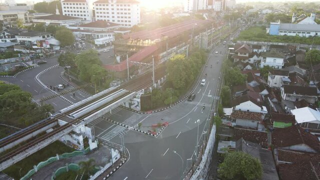 Aerial traffic with in railway bridge in Yogyakarta City