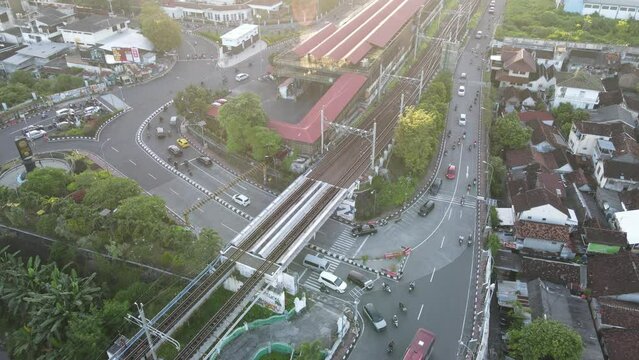 Aerial traffic with in railway bridge in Yogyakarta City
