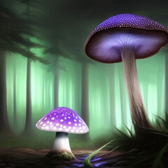 A glowing mushroom in a dark forest, concept art illustration wallpaper