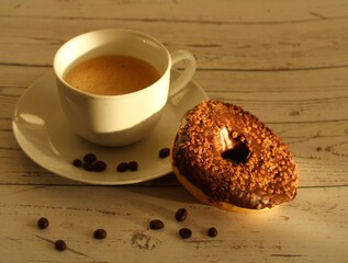 cup of coffee and donuts