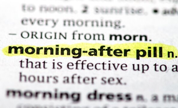 close up photo of the words morning after pill