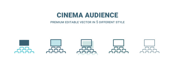 cinema audience icon in 5 different style. Outline, filled, two color, thin cinema audience icon isolated on white background. Editable vector can be used web and mobile