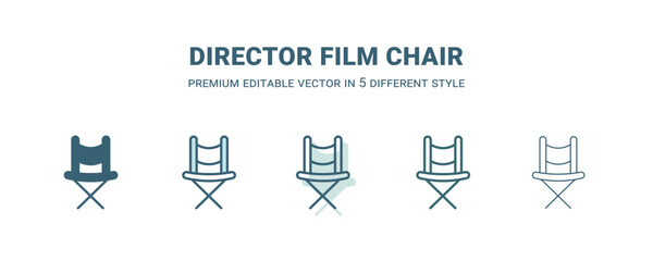 director film chair icon in 5 different style. Outline, filled, two color, thin director film chair icon isolated on white background. Editable vector can be used web and mobile