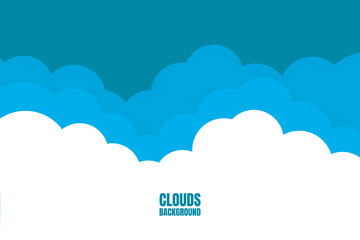 vector flat style clouds in blue shades background
