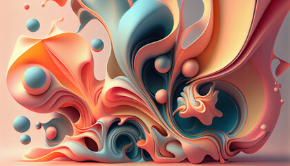 Discover a dreamy 3D abstract background blending pastel colors and swirling shapes. Realistic rendering, high-quality textures, soft lighting, smooth reflections, and detailed 8K resolution.
