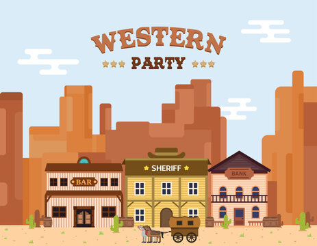 Wild West landscape, Wild West town, Western desert landscape, Wild West sunset, Western canyon