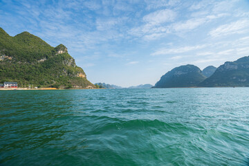 Fototapeta premium Scenery of Quyang Lake.Jingxi, Baise, Guangxi, China