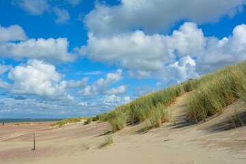 Sand dunes, beach grass and the sea