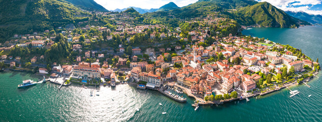 Menaggio, Como Lake. Aerial panoramic view of town of Menaggio on Como Lake