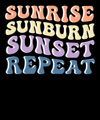 Sunrise Sunburn Sunset Repeat Summer Shirt Retro Beach T-Shirts For Women
