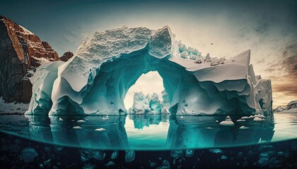 Majestic Icebergs, Arctic Wilderness, Wonder Wallpaper. Generative AI
