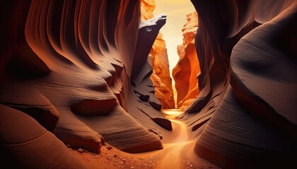 Majestic Sandstone Cliffs, Slot Canyons Wallpaper. Generative AI