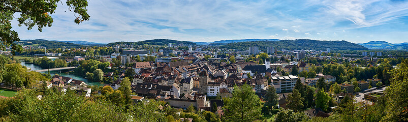 Fototapeta na wymiar Panorama der Altstadt Brugg im Kanton Aargau, Schweiz