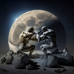 bodybuilder arm wrestle on the moon