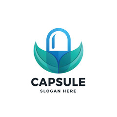 Capsule Herbal Gradient Logo Vector Icon Illustration