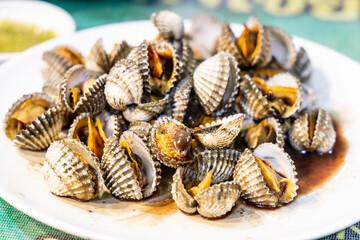 Fresh cockles is one of Bangkok popular street food
