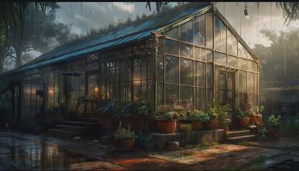 Antique greenhouse. created using Generative Ai