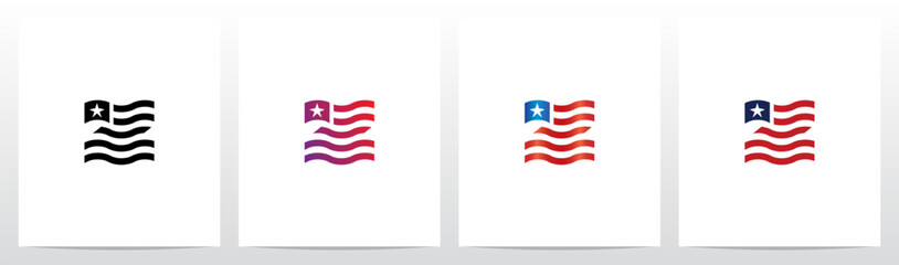 USA Flag Letter Logo Design Z