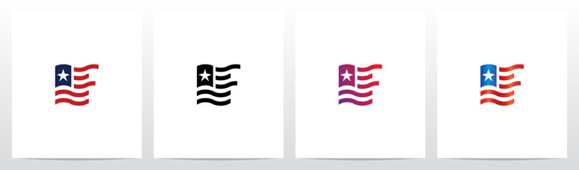 USA Flag Letter Logo Design F