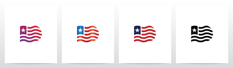 Fototapeta premium USA Flag Letter Logo Design D