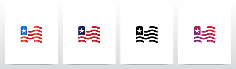 USA Flag Letter Logo Design H