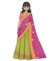 インドサリーを着た女性