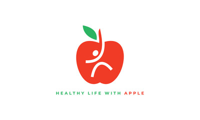 illustration vector graphic designs. pictogram logo combination red apple and body, people, human