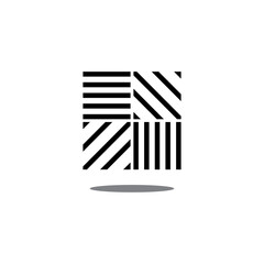 line shaped four boxes and into a box unit, vector logo icon