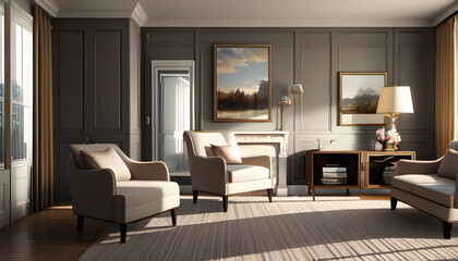 modern living room Contemporary interior design of furnished room Generative AI