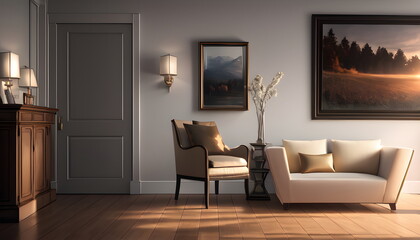 modern living room Contemporary interior design of furnished room Generative AI