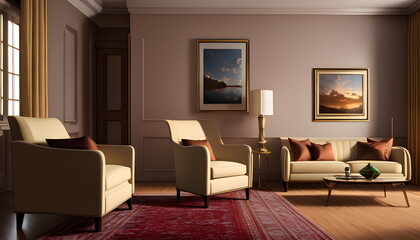 Fototapeta premium modern living room Contemporary interior design of furnished room Generative AI