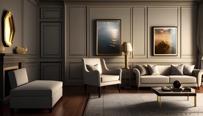 modern living room Contemporary interior design of furnished room Generative AI