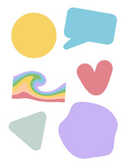 Stickers in pastel tones. set of figures.