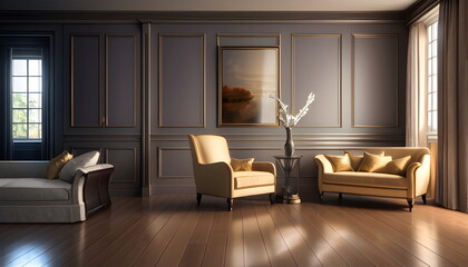 modern living room Contemporary interior design of furnished room Generative AI