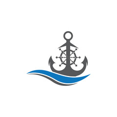 Naklejka premium Anchor logo icon boat ship marine navy