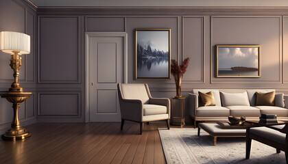 Fototapeta premium modern living room Contemporary interior design of furnished room Generative AI