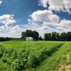 Obraz premium landscape with grass and blue sky