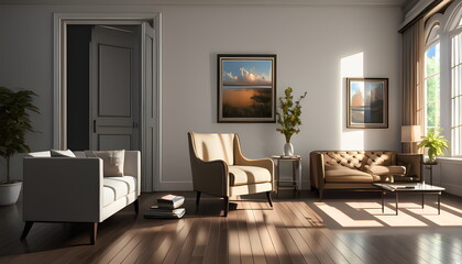 modern living room Contemporary interior design of furnished room Generative AI