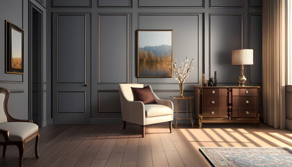 modern living room Contemporary interior design of furnished room Generative AI