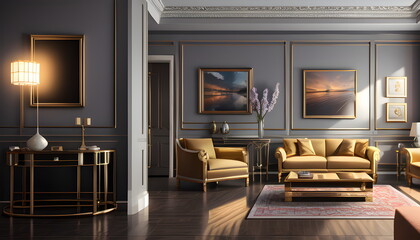 modern living room Contemporary interior design of furnished room Generative AI