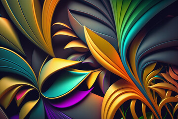 Dynamic abstract wavy rainbow wallpaper background, moveable beautiful colorful texture background, generated ai